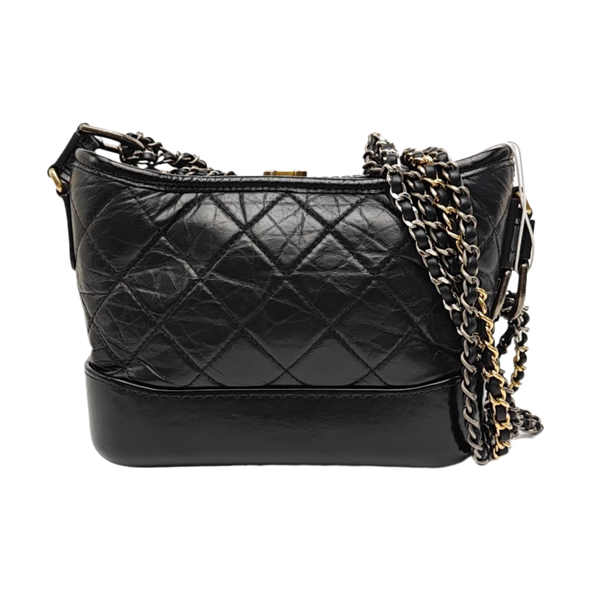 GABRIELLE Small Quilted Vintage Calf Black