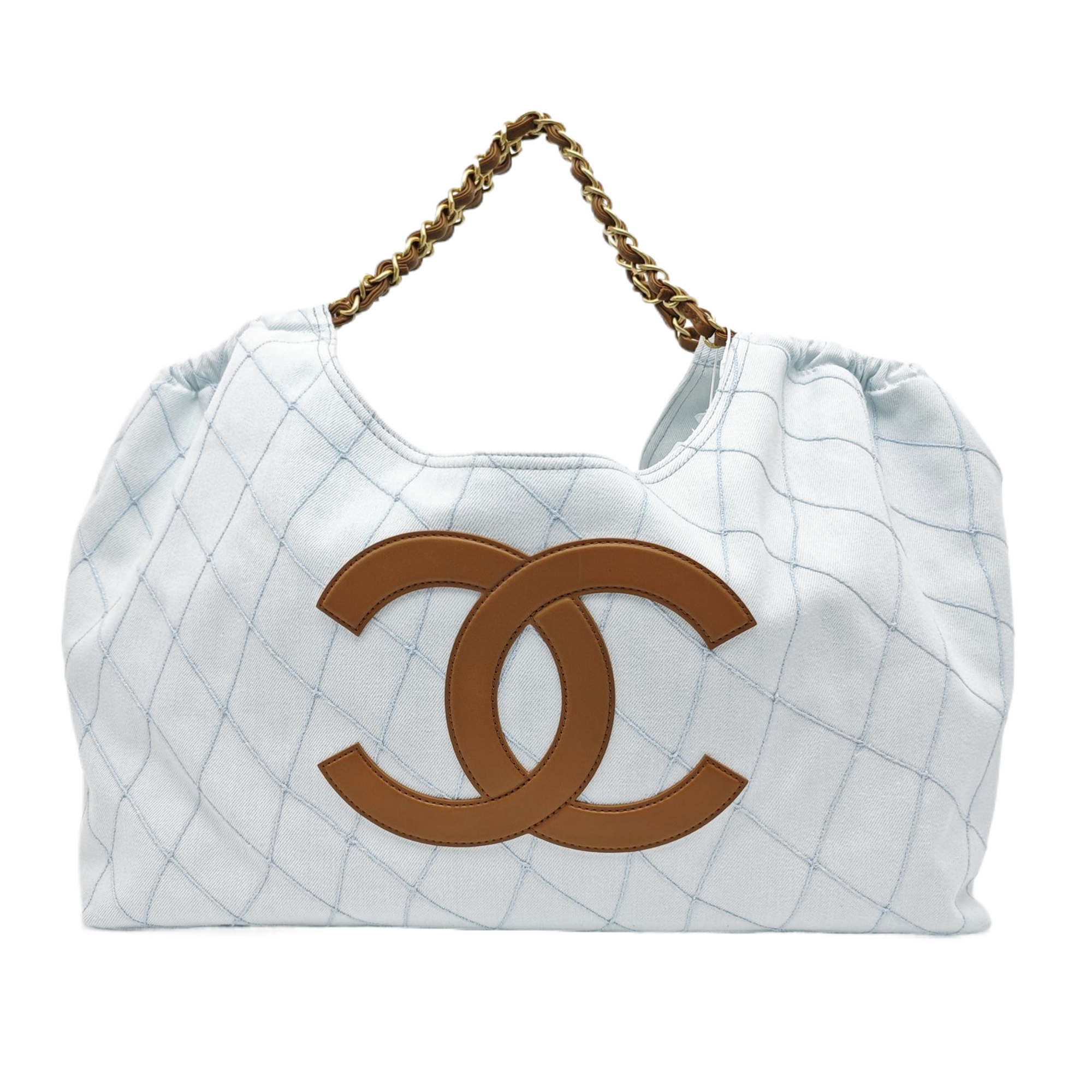 Quilted Denim Shoulder Bag Blue
