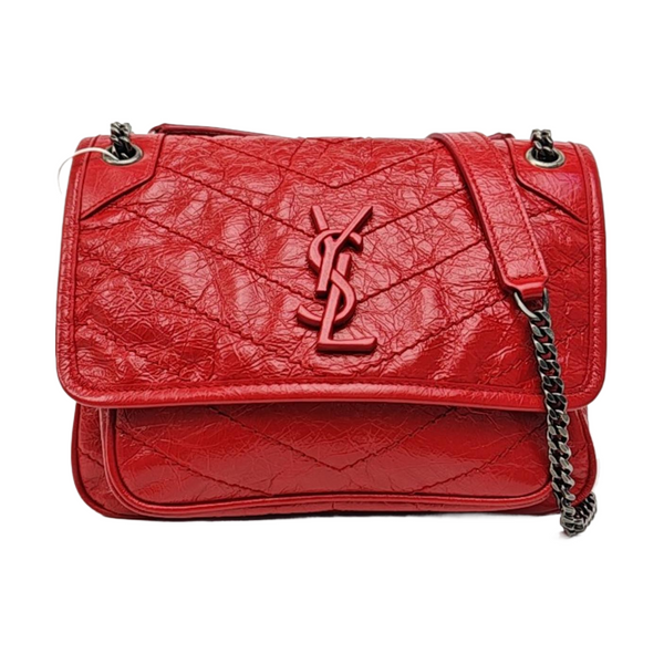 NIKI Small Chevron Calfskin Red