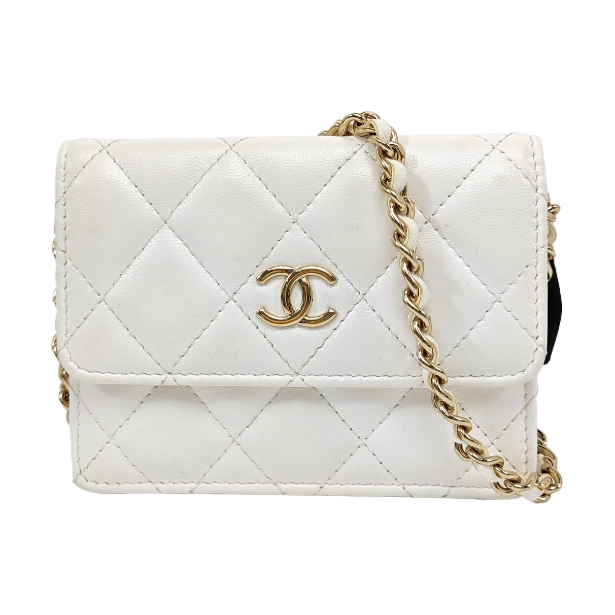 Quilted Lambskin Shoulder Bag White