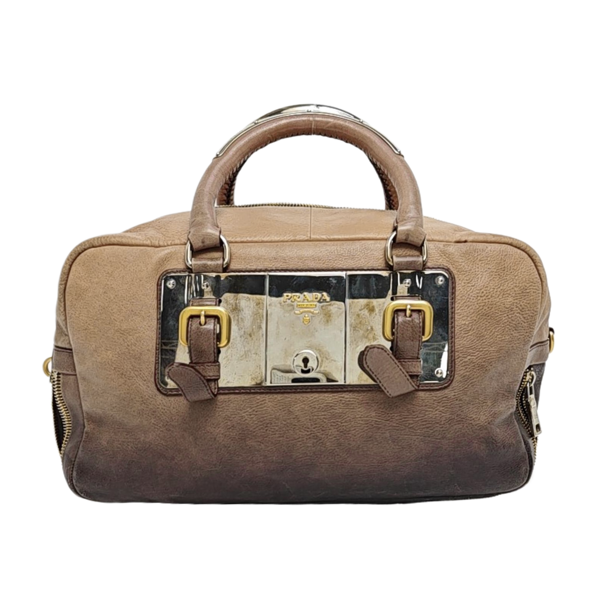 Calfskin Top Handle Bag Brown