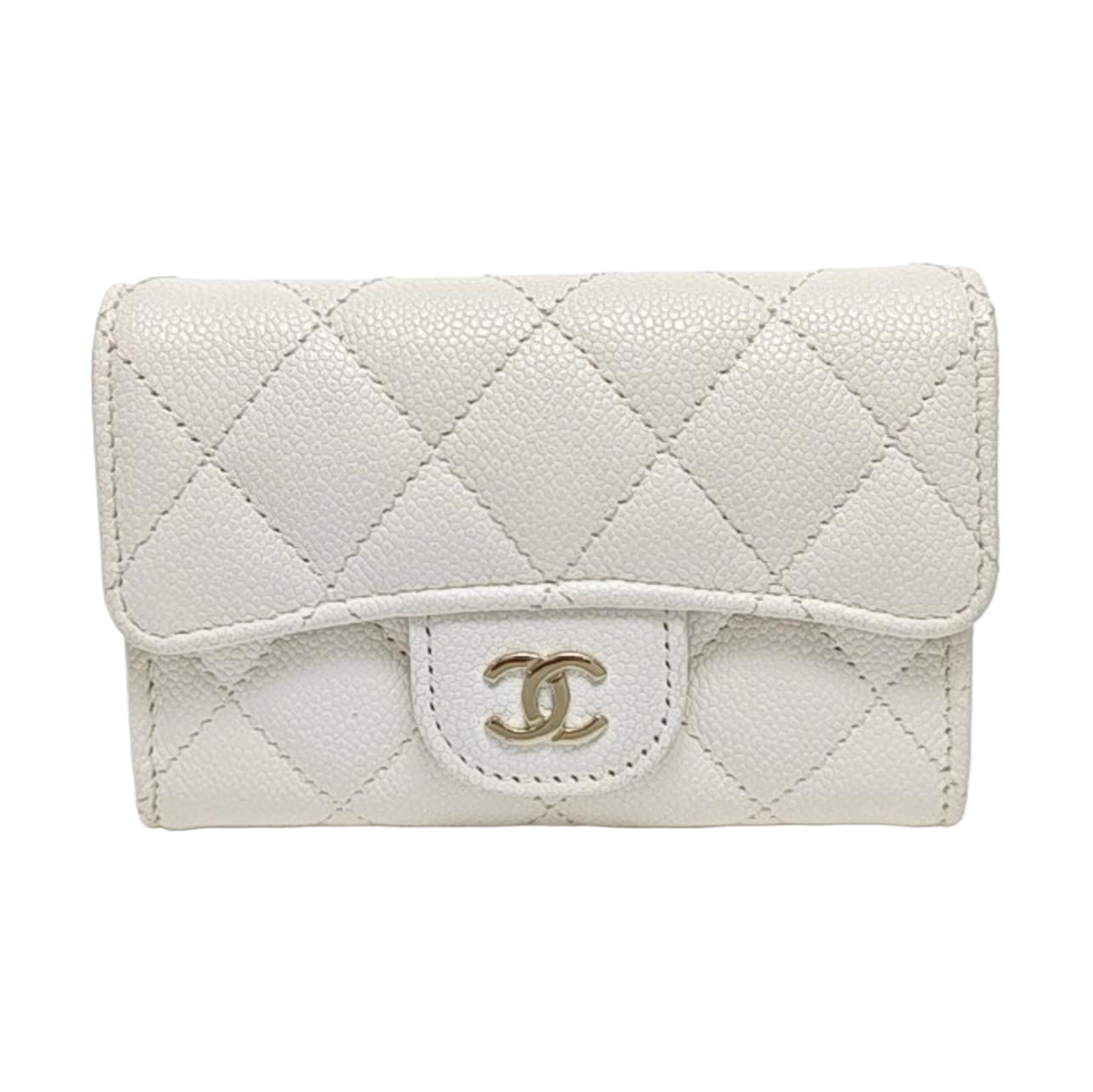 CLASSIC FLAP Quilted Grained Calfskin White