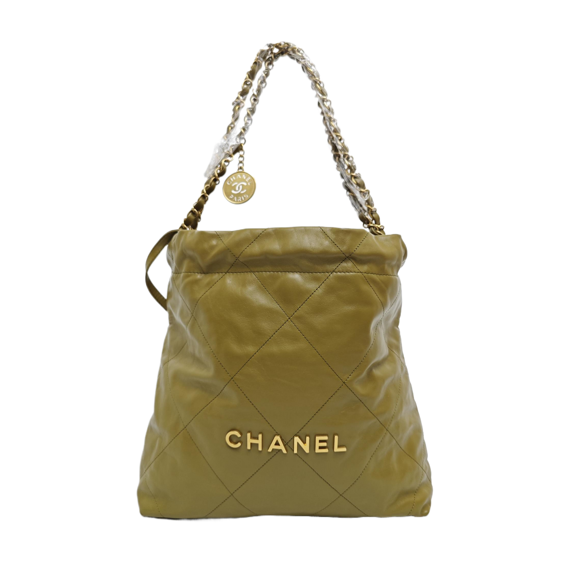 CHANEL 22 Small Quilted Calfskin Green