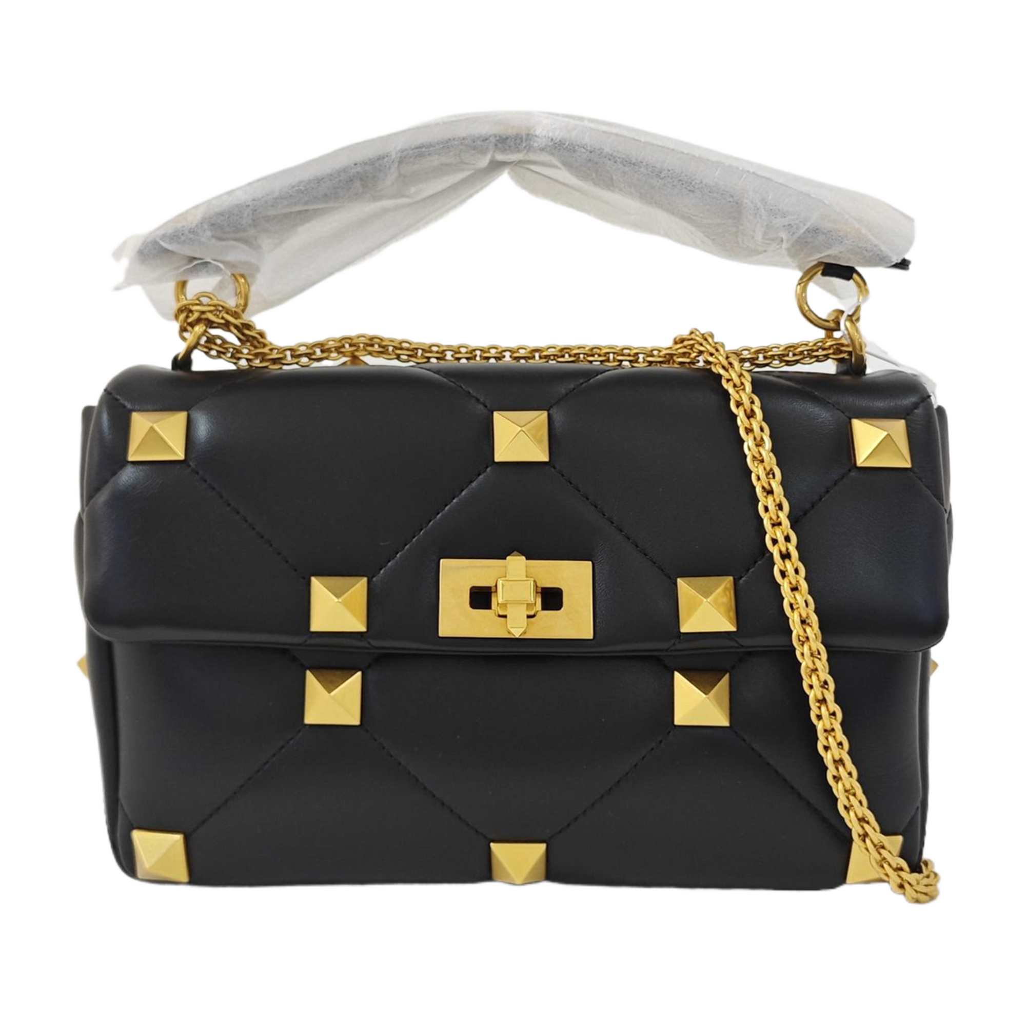 Roman Stud Quilted Lambskin Black