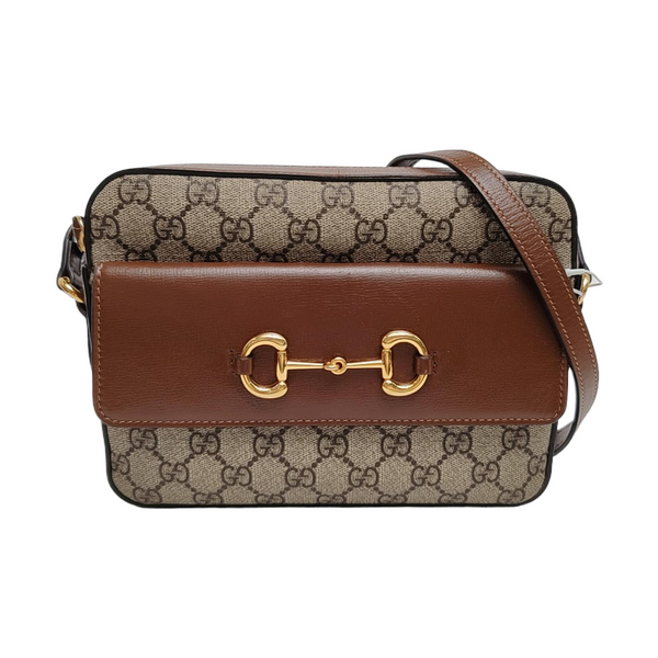 Authenticated pre-owned  Horsebit 1955 Small Coated Canvas Beige - Shoulder Bag at Looply