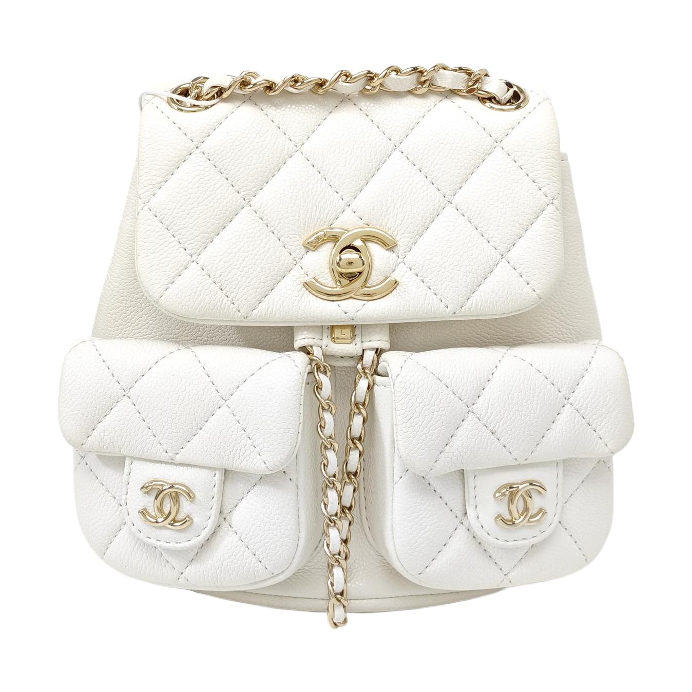 DUMA Small Quilted Grained Calfskin White
