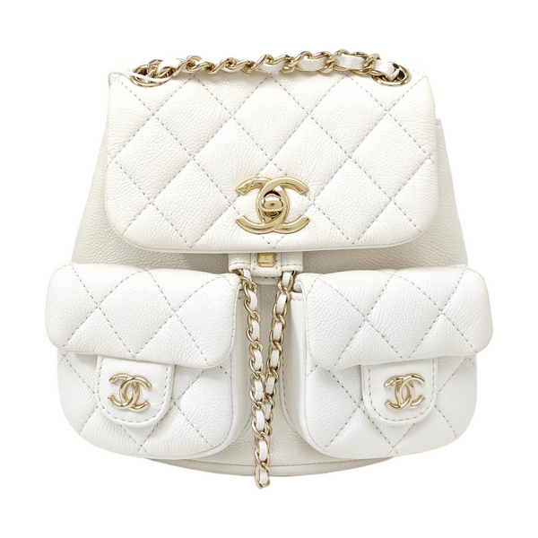 DUMA Small Quilted Grained Calfskin White