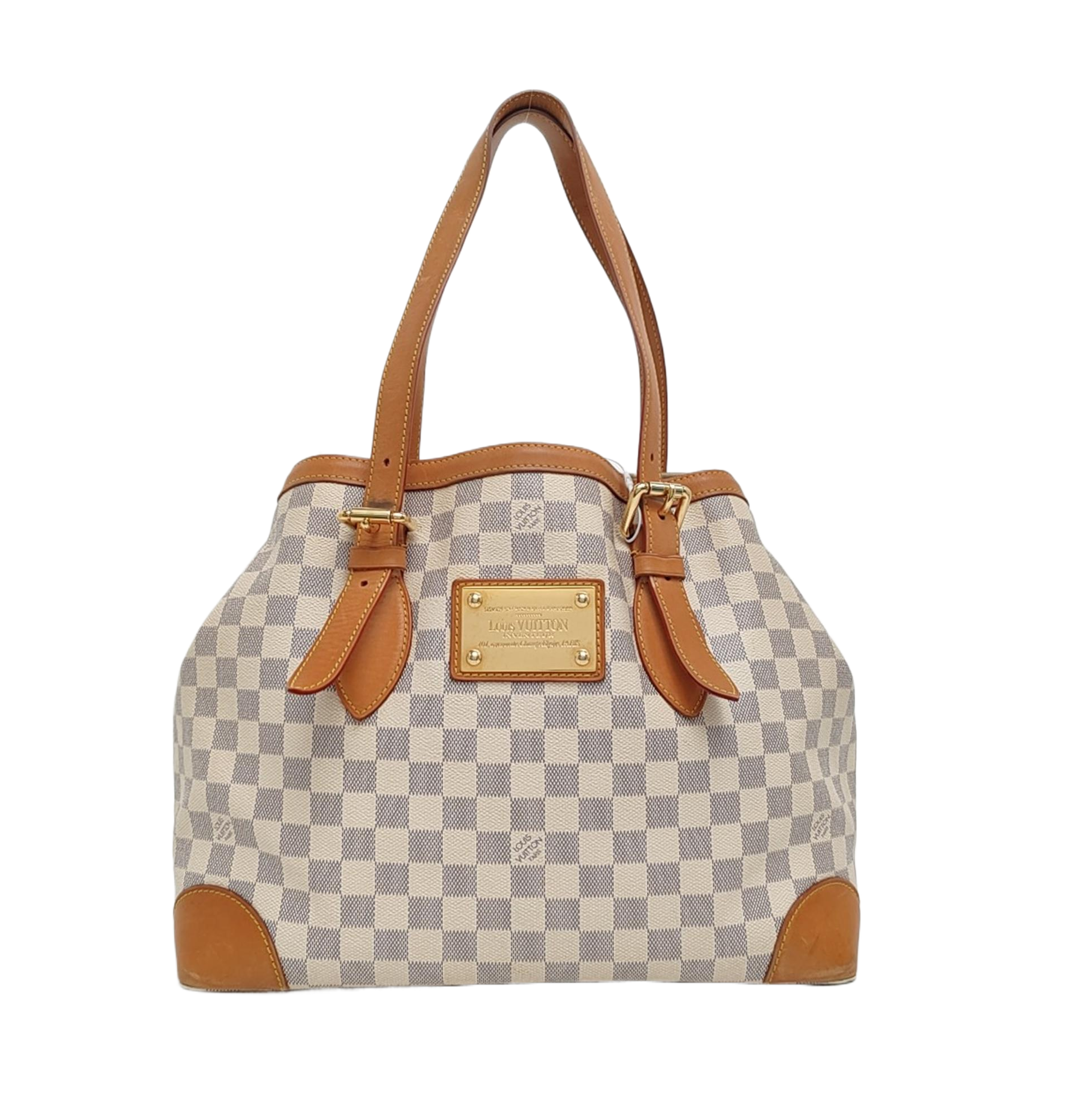 HAMPSTEAD MM Damier Azur Coated Canvas White