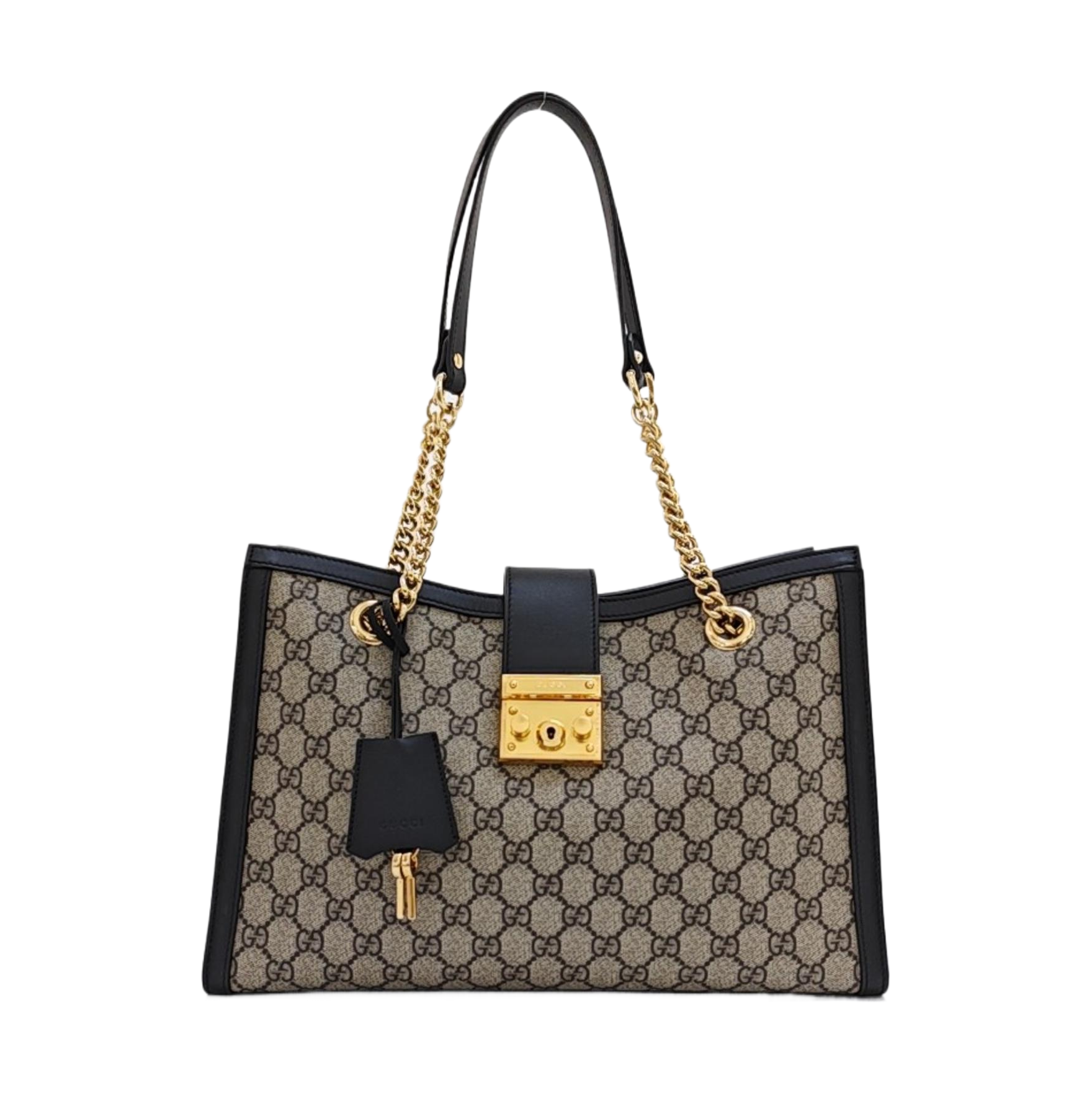 Padlock Medium Monogram Coated Canvas Beige