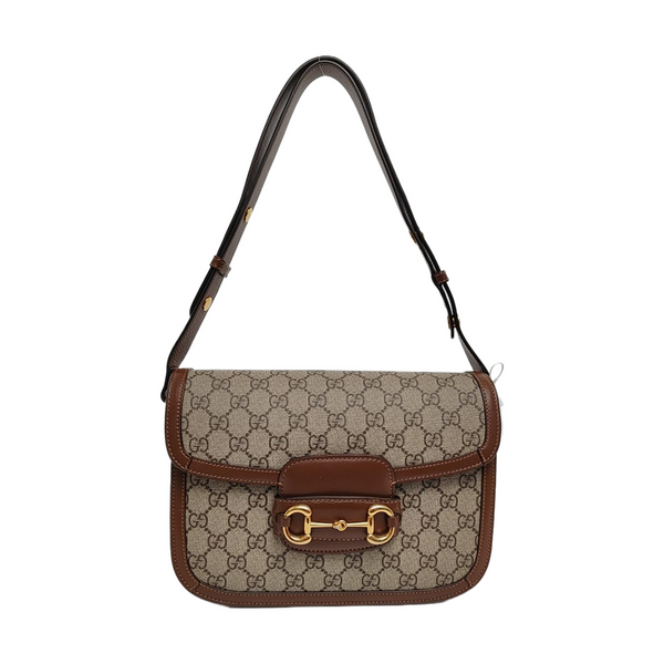 Horsebit 1955 Medium Monogram Coated Canvas Beige