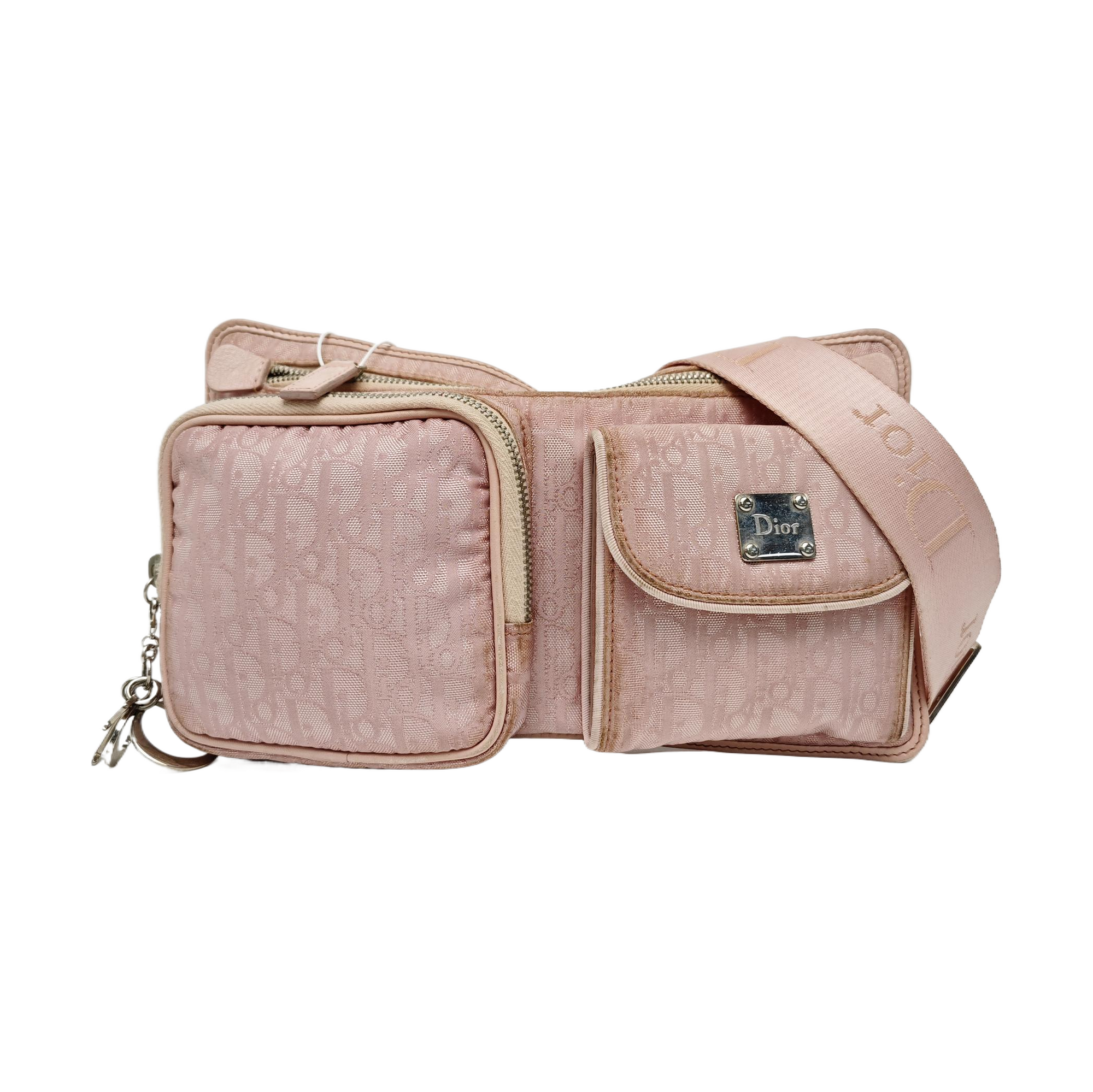 Oblique Canvas Belt Bag Pink