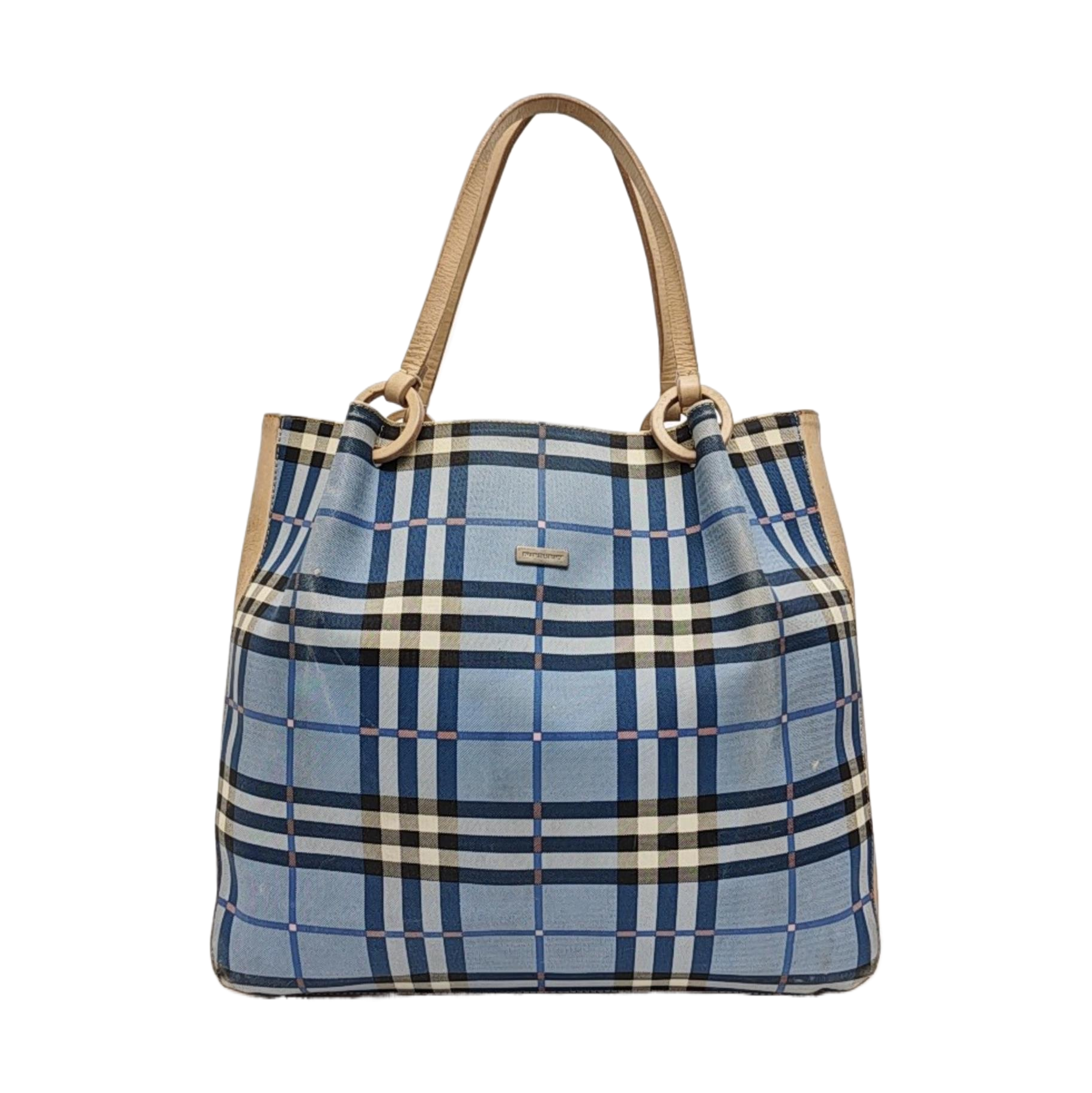 Coated Canvas Top Handle Bag Blue