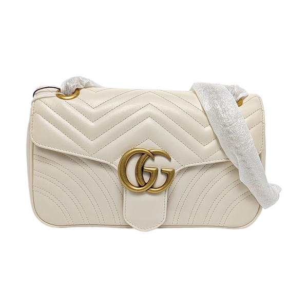 GG Marmont Medium Quilted Calfskin White