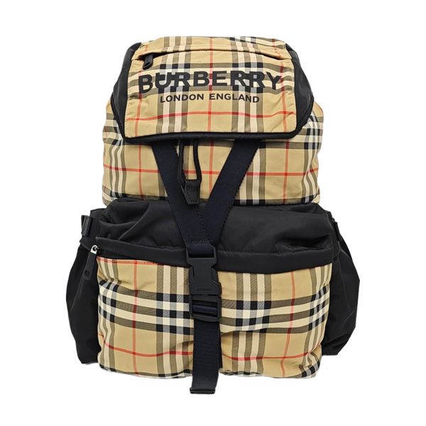 Quilted Fabric Backpack Beige