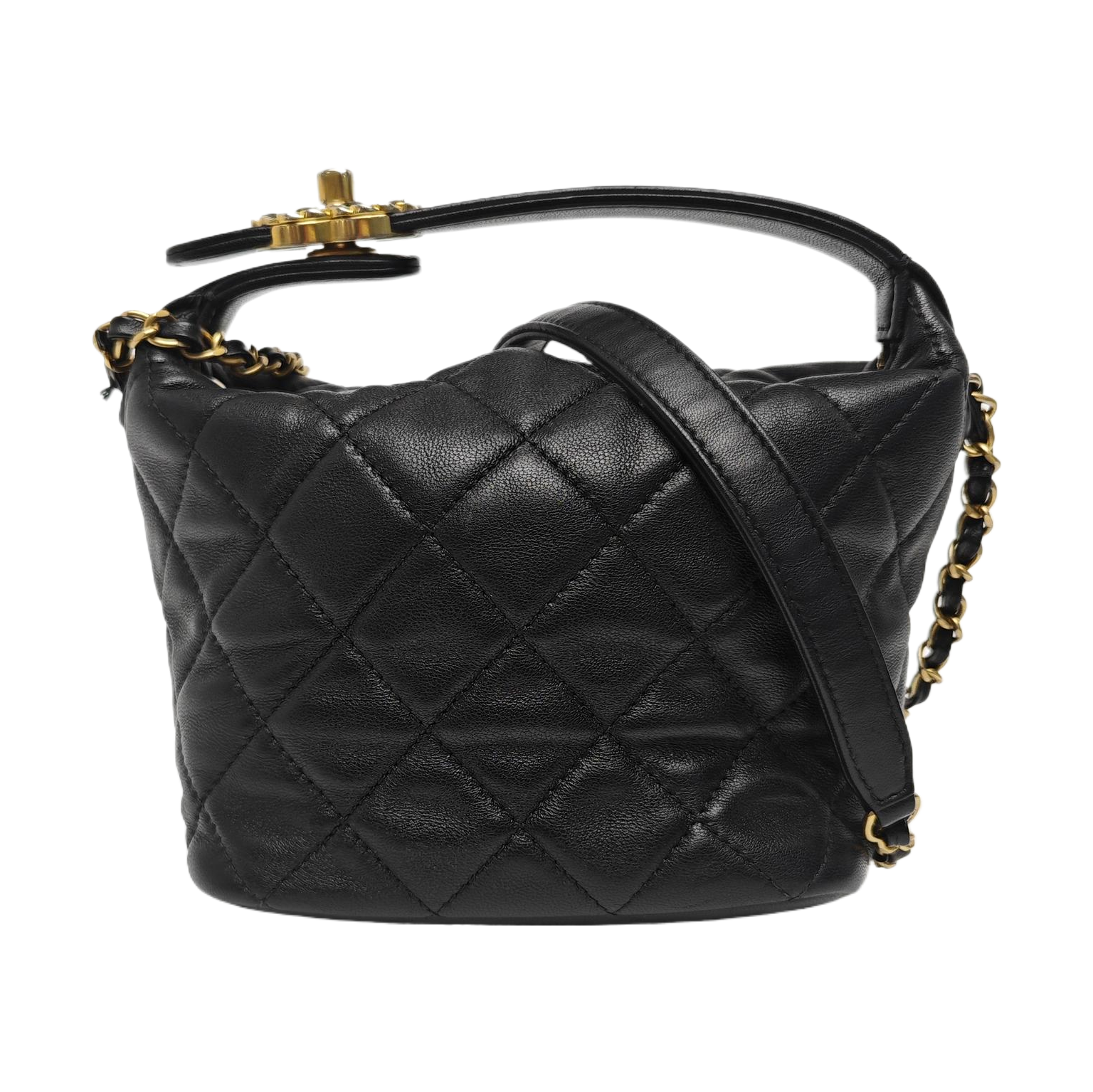 Quilted Lambskin Shoulder Bag Black