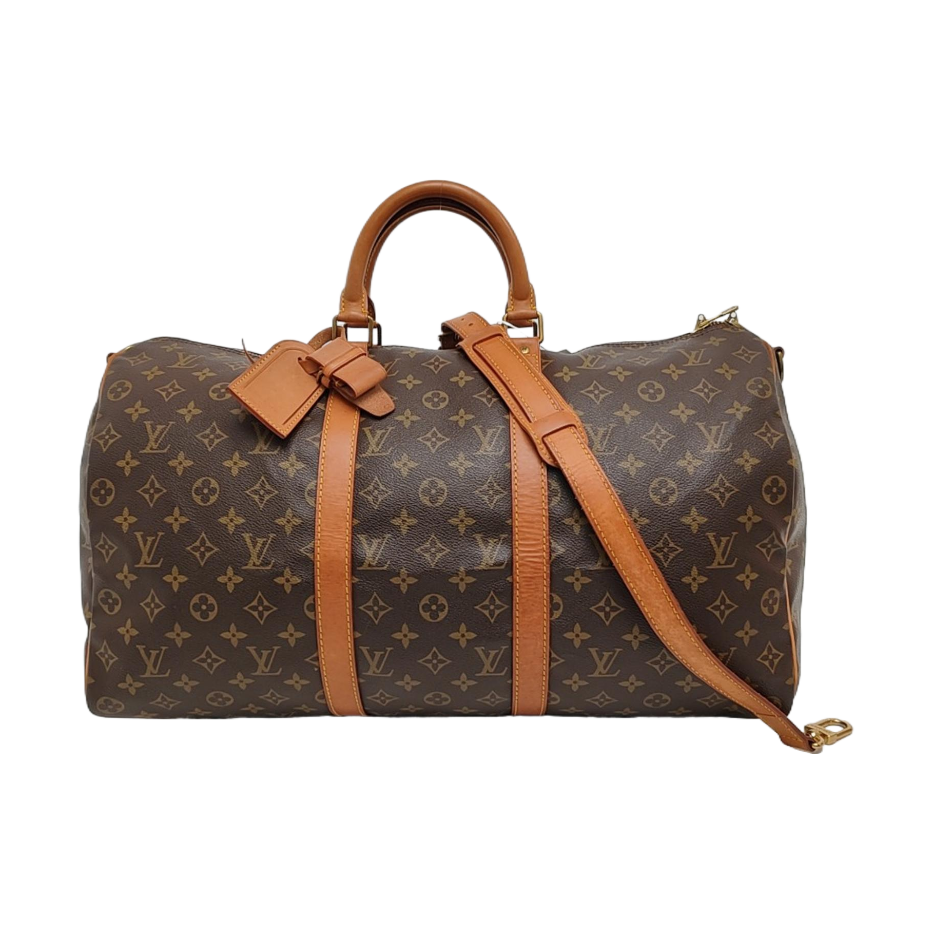 KEEPALL 60 Monogram Coated Canvas Brown