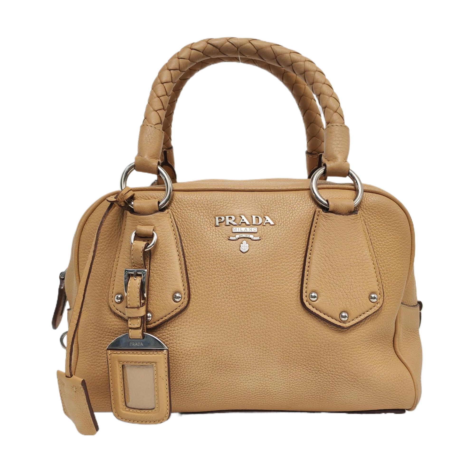 Authenticated pre-owned  Bauletto Saffiano Calfskin Beige - Top Handle Bag at Looply