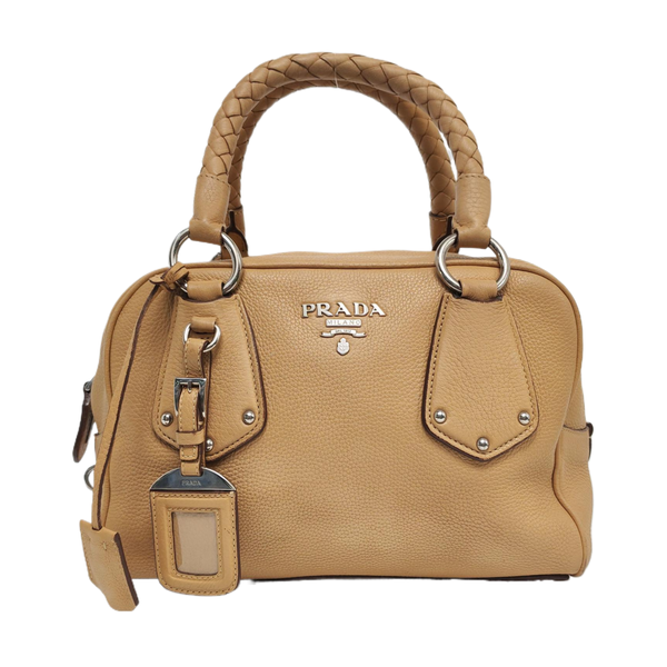 Authenticated pre-owned  Bauletto Saffiano Calfskin Beige - Top Handle Bag at Looply