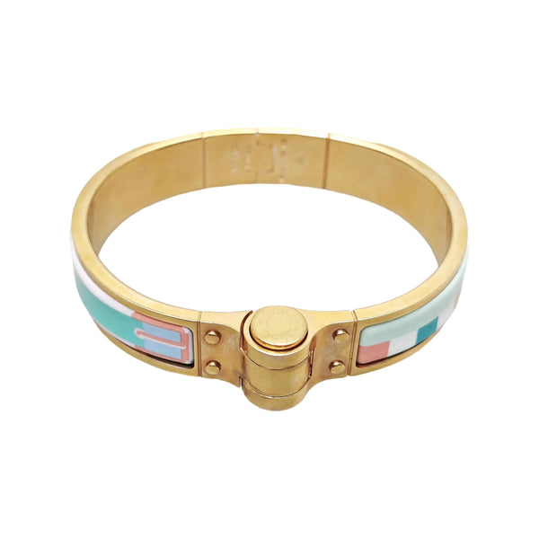 Enamel Hinged Bracelet Metal Multicolor Bangle