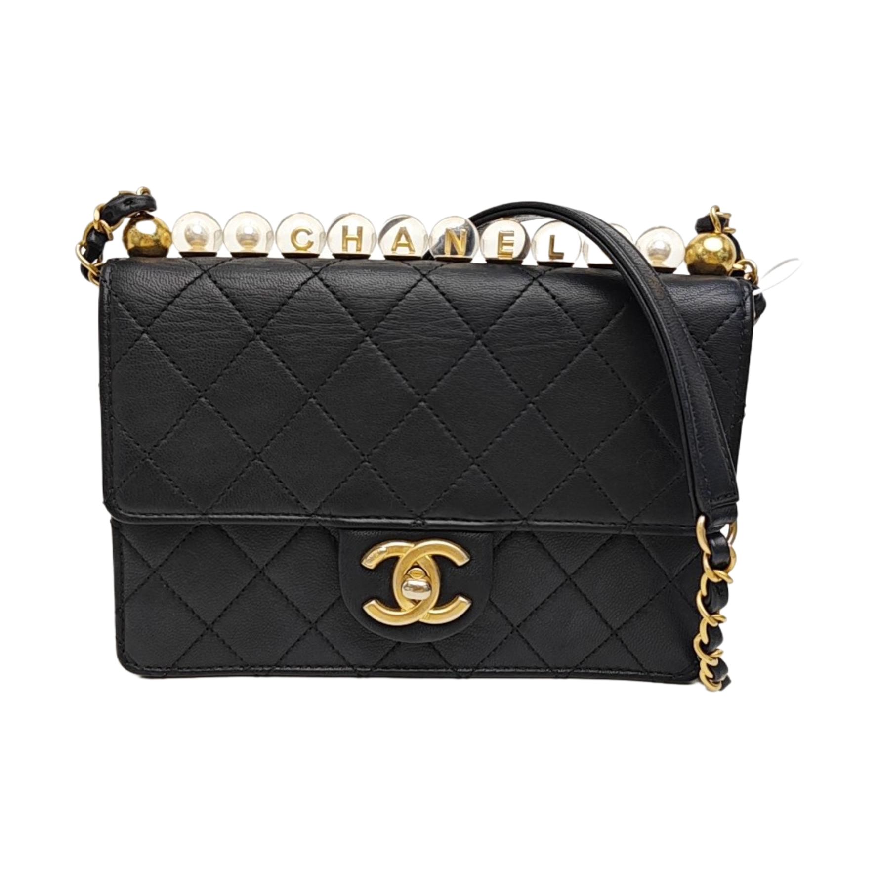 Quilted Lambskin Shoulder Bag Black