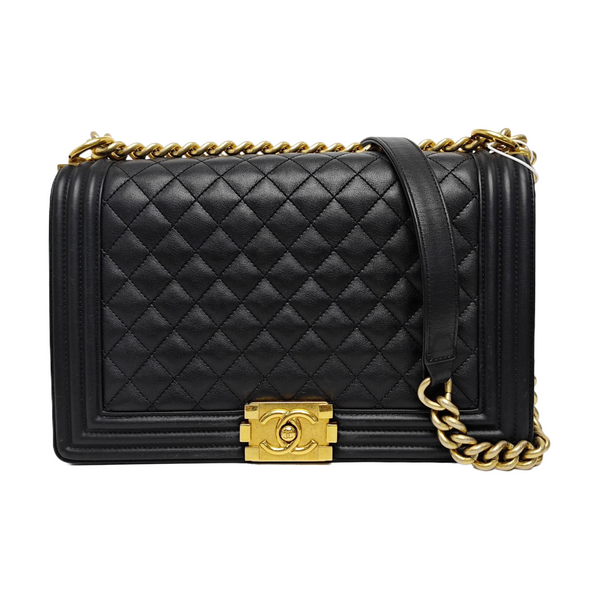 BOY CHANEL Large Quilted Calfskin Black