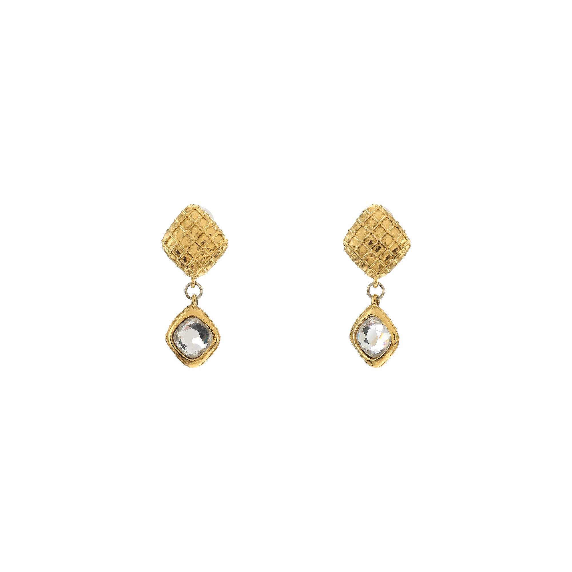 CC Logo Metal Gold Clip On Earrings