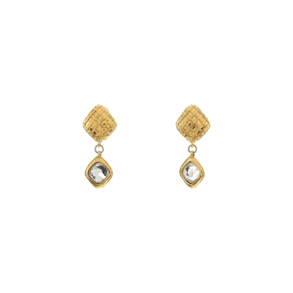 CC Logo Metal Gold Clip On Earrings