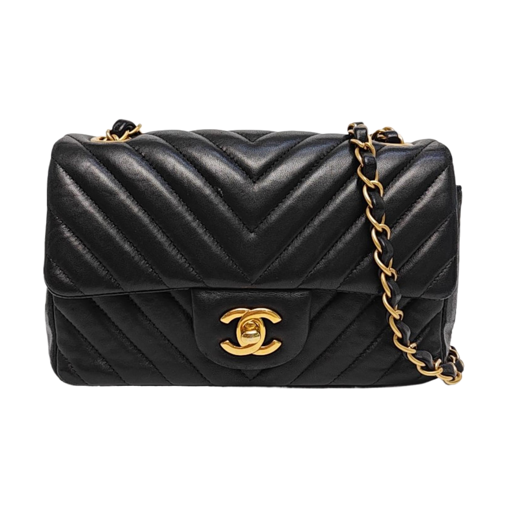 CLASSIC FLAP Mini Chevron Lambskin Black