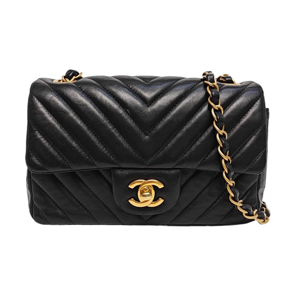 CLASSIC FLAP Mini Chevron Lambskin Black