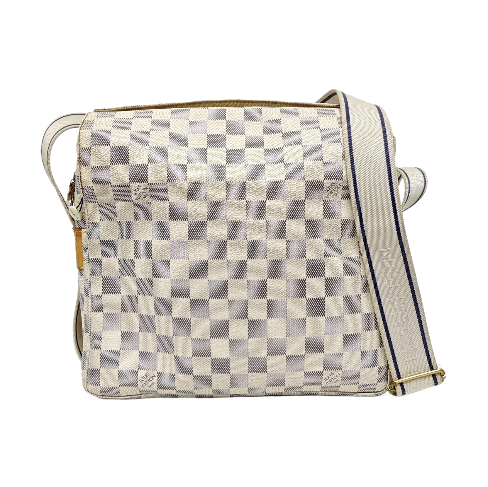 NAVIGLIO Damier Azur Coated Canvas White