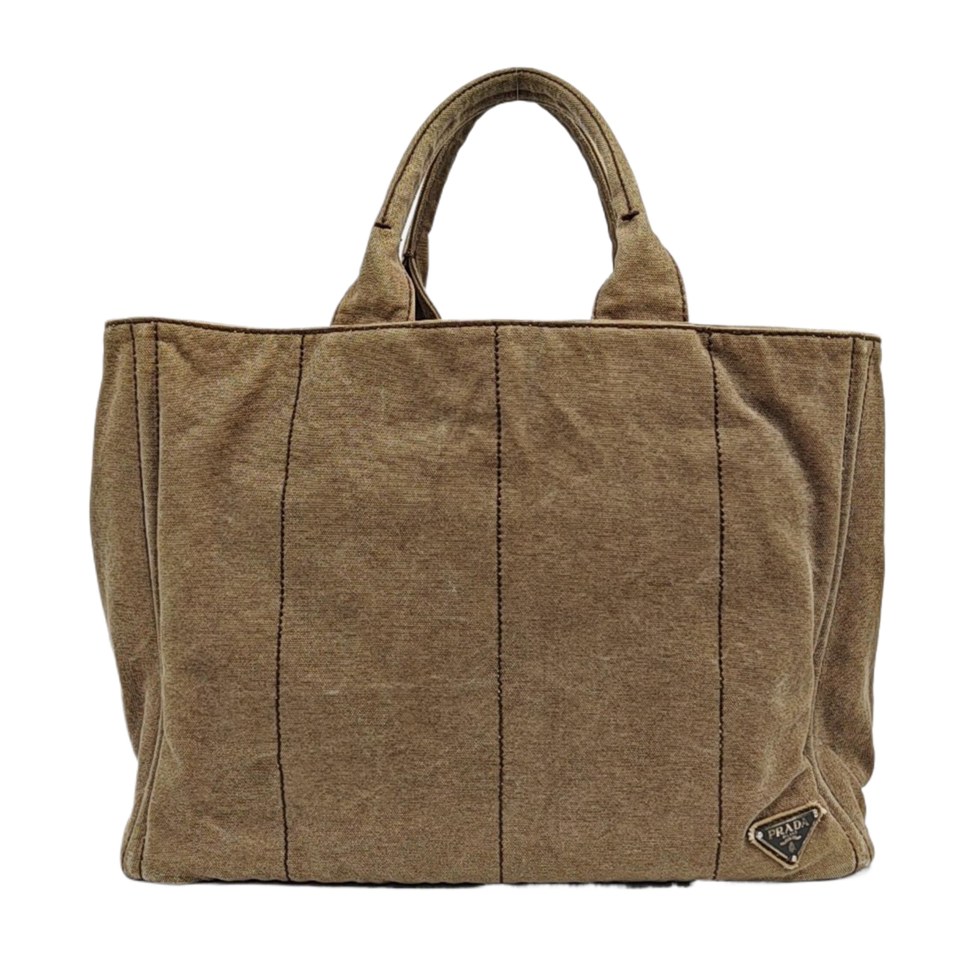 Quilted Canvas Tote Bag Brown