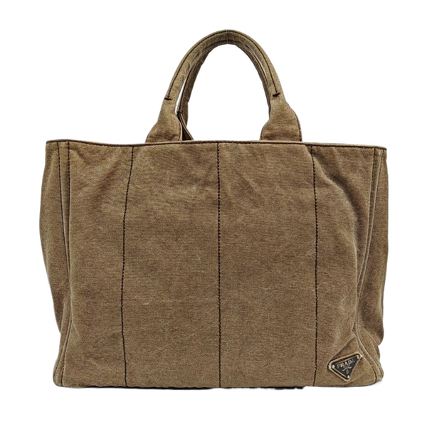 Quilted Canvas Tote Bag Brown