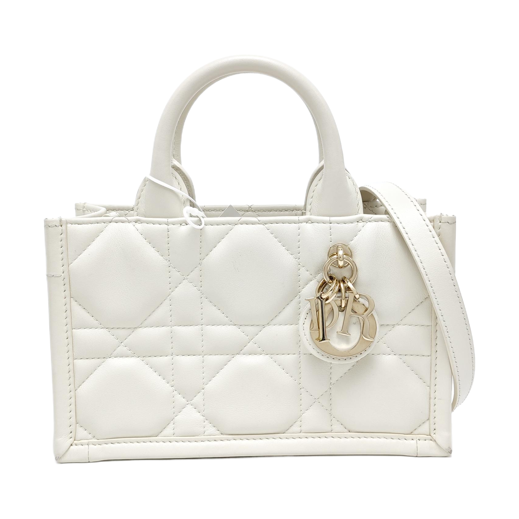 Book Tote Mini Cannage Calfskin White