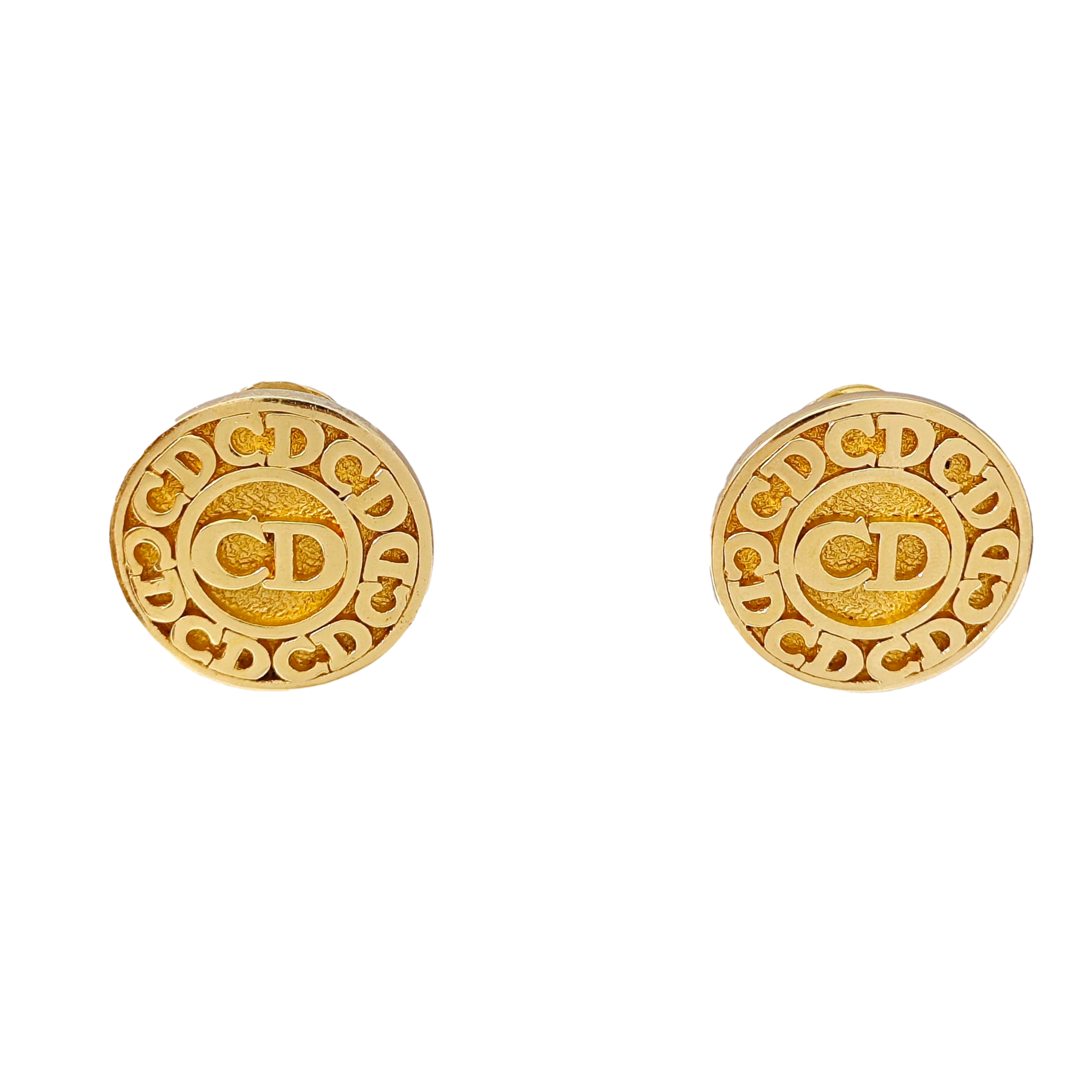 Petit CD Metal Gold Clip On Earrings