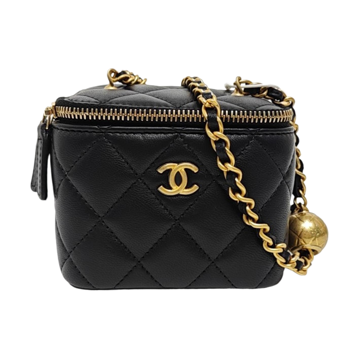 VANITY CASE Mini Quilted Lambskin Black