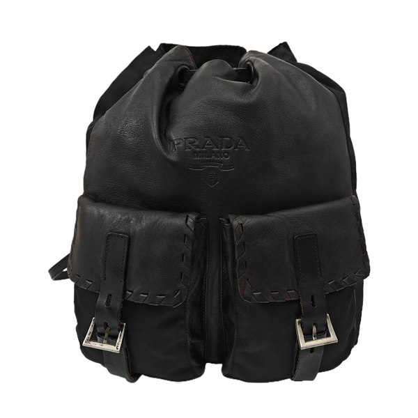 Quilted Nylon Backpack Black
