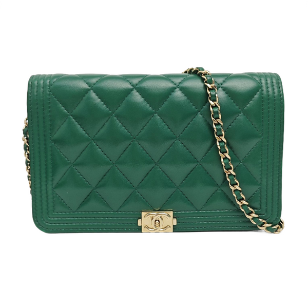 BOY CHANEL WOC Quilted Lambskin Green