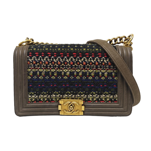 BOY CHANEL Medium Quilted Wool Green