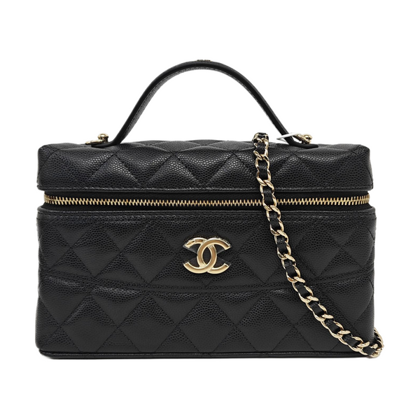 VANITY CASE Quilted Grained Calfskin Black
