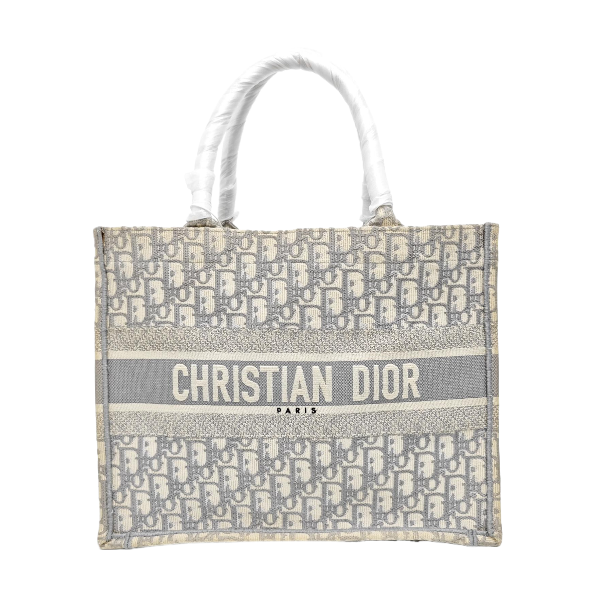 Book Tote Medium Oblique Canvas White