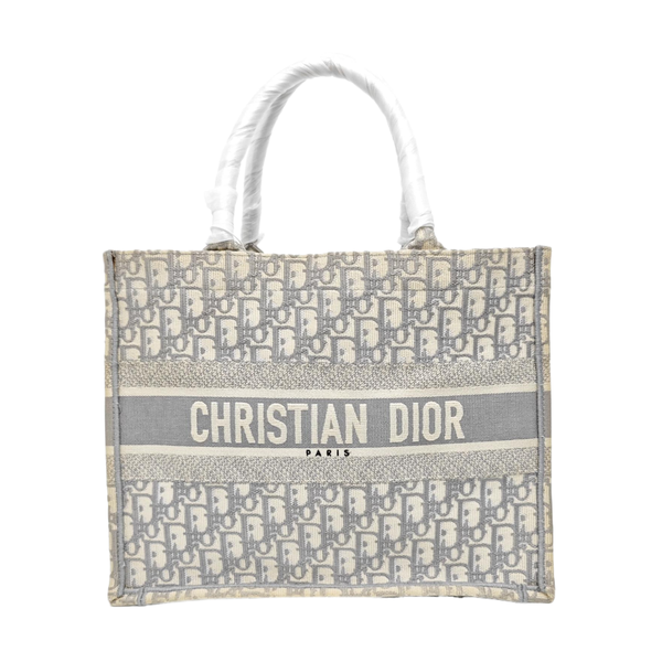 Book Tote Medium Oblique Canvas White