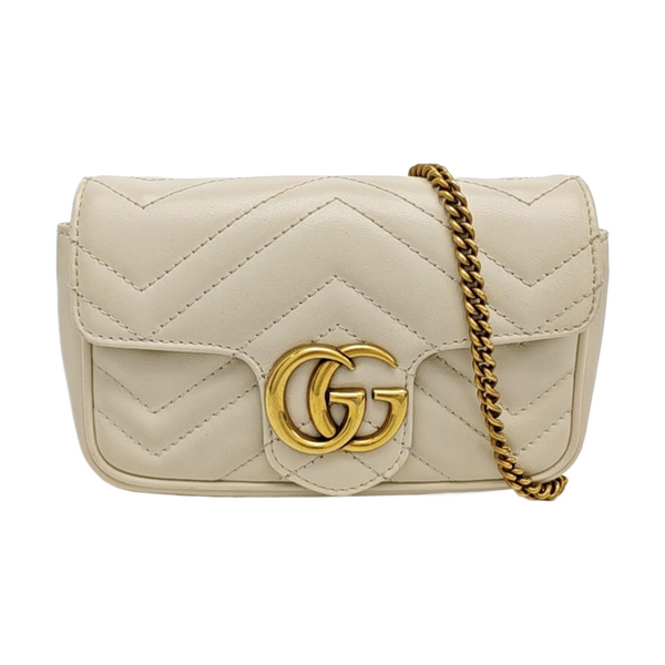 GG Marmont Mini Quilted Calfskin White