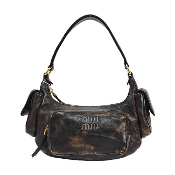 Lambskin Top Handle Bag Brown
