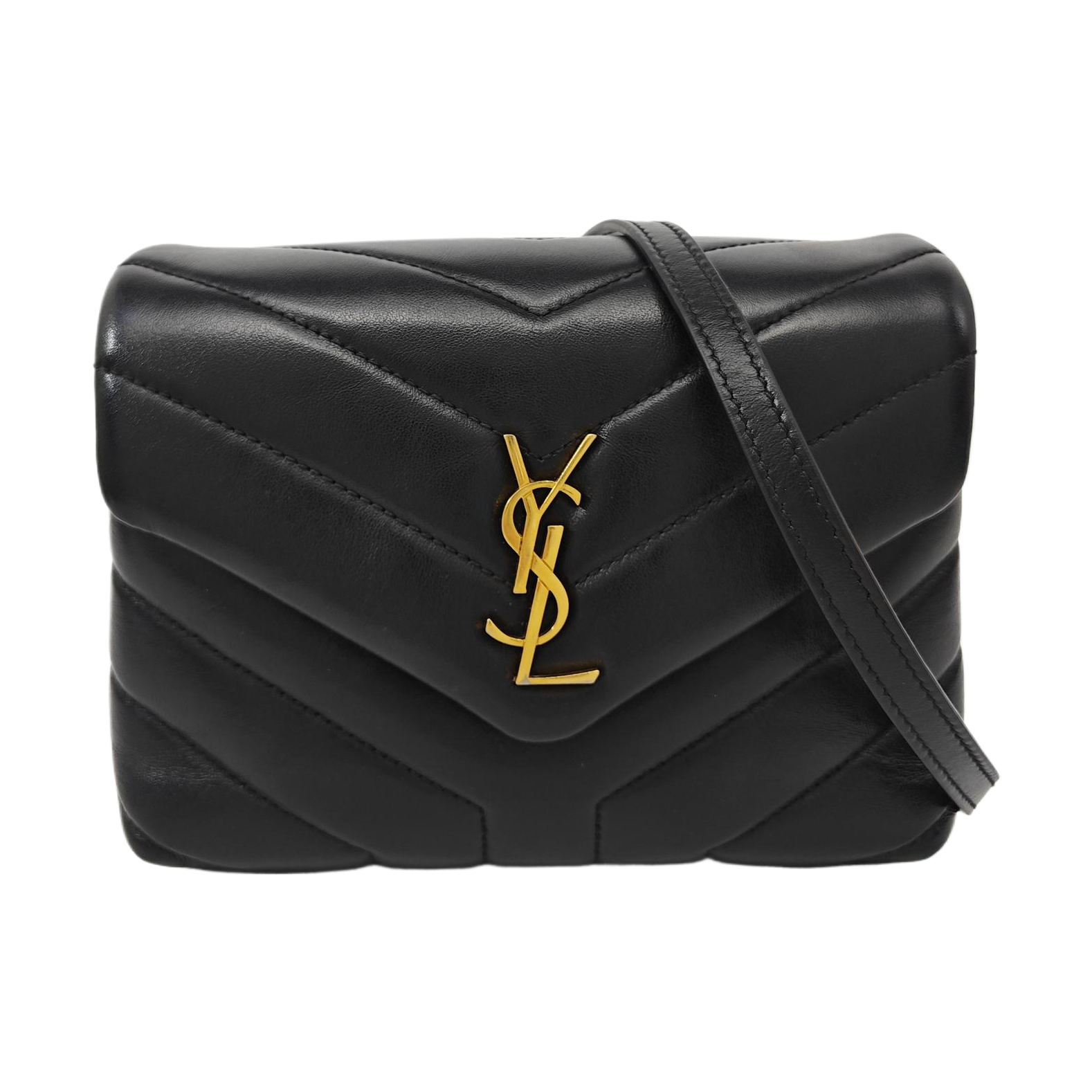 LOULOU Extra Small Chevron Calfskin Black