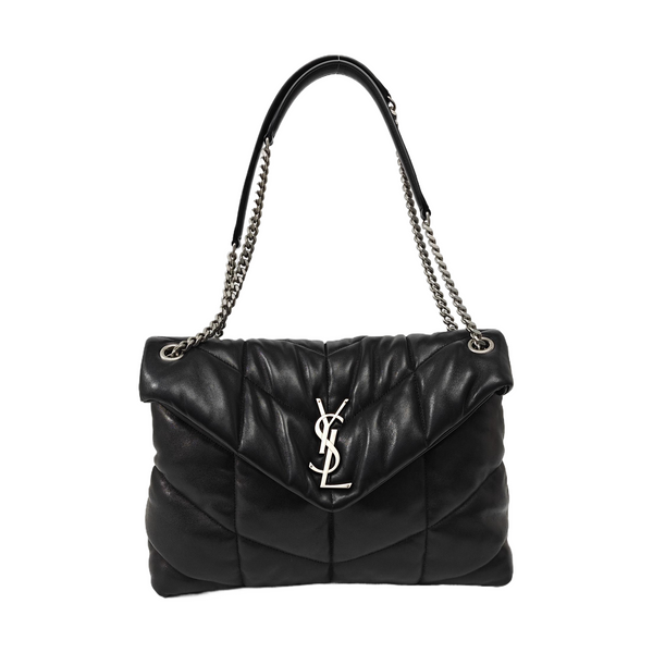 PUFFER Medium Chevron Lambskin Black