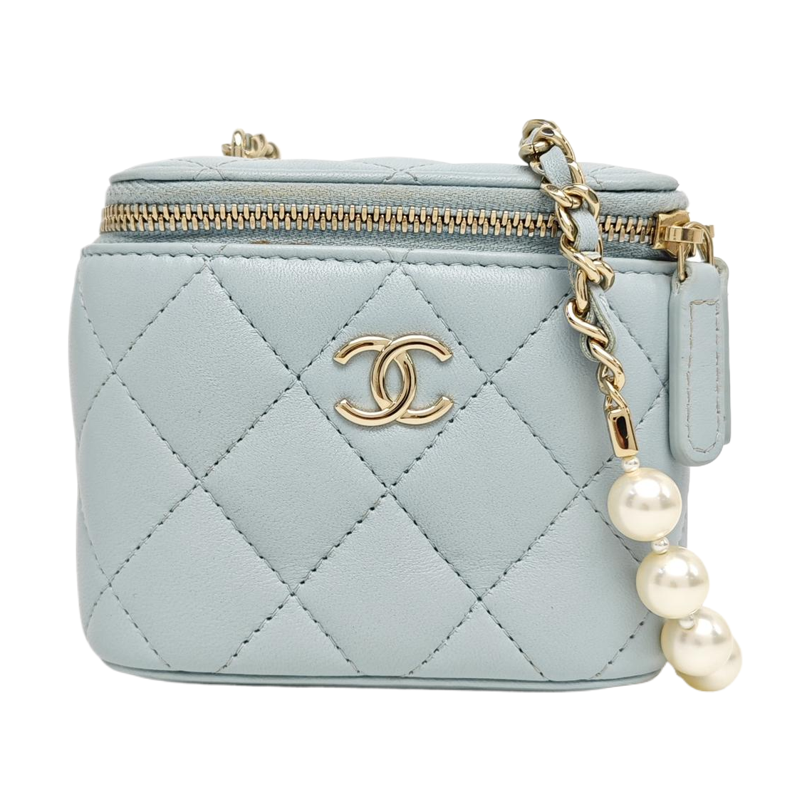 VANITY CASE Small Quilted Lambskin Blue