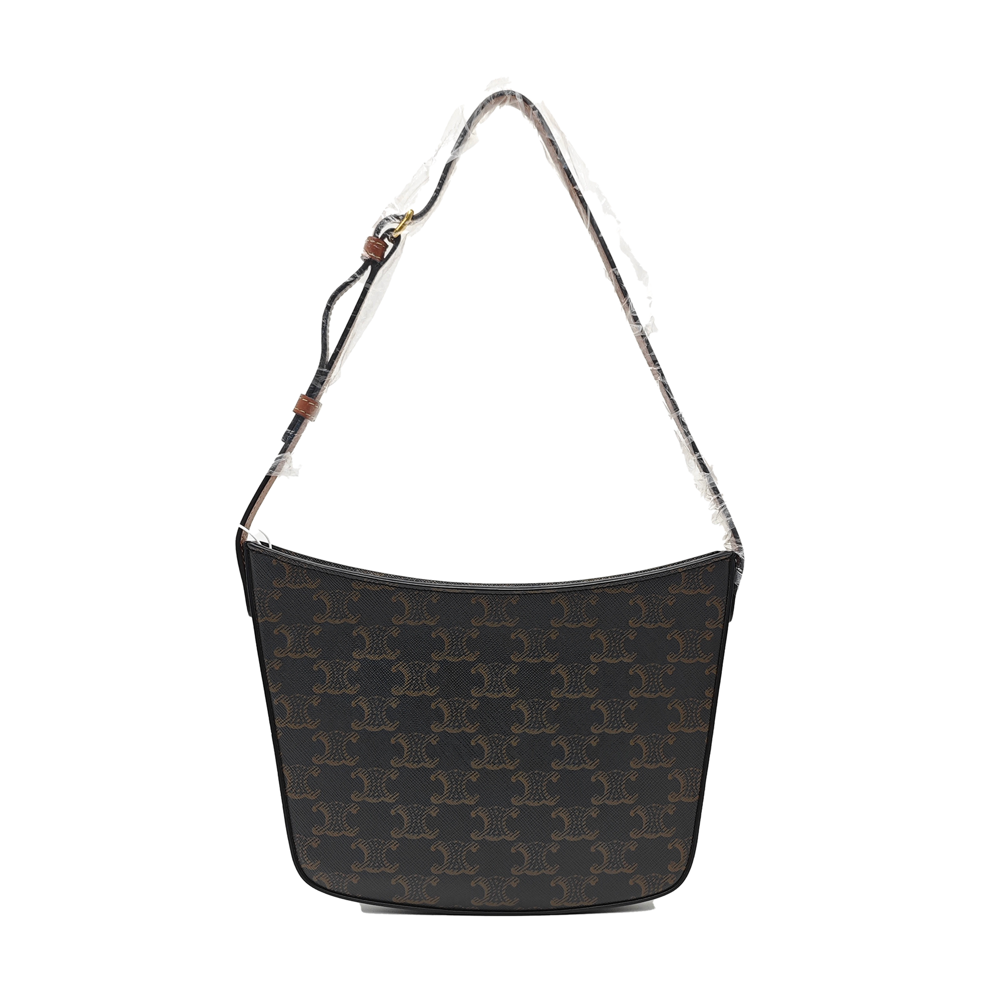 Coated Canvas Top Handle Bag Medium Brown
