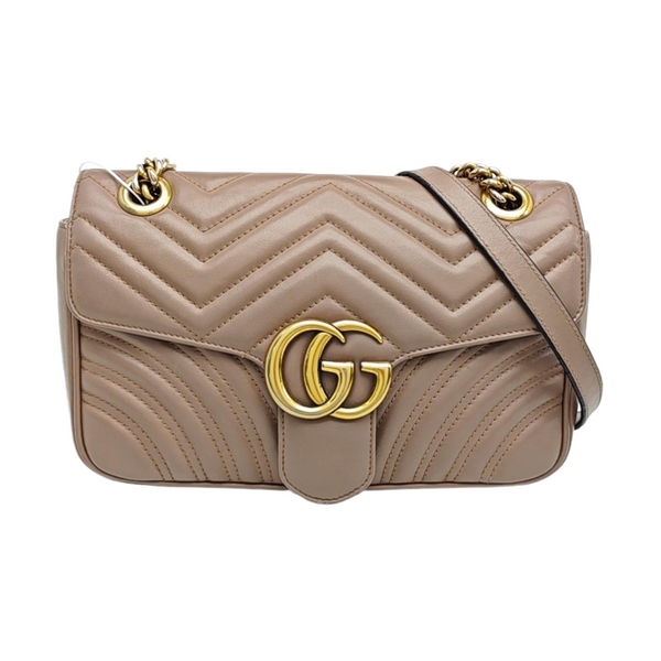 GG Marmont Medium Quilted Calfskin Beige