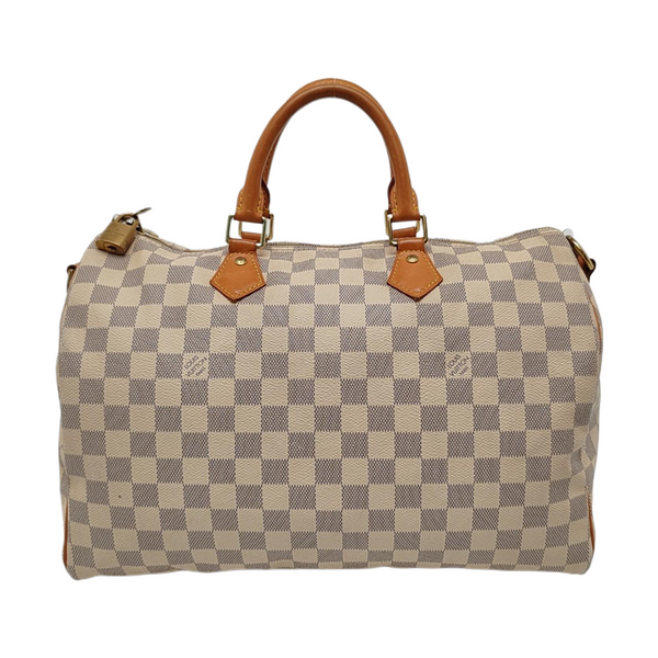 Authenticated pre-owned  SPEEDY MM Coated Canvas White - Top Handle Bag at Looply