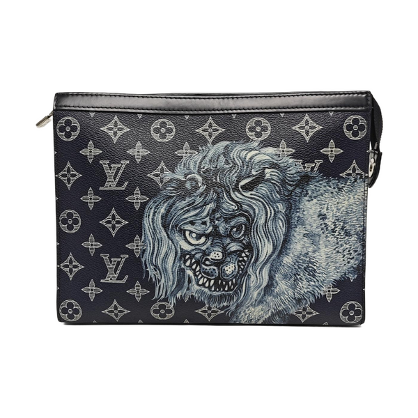 Pochette Voyag MM Monogram Coated Canvas Blue